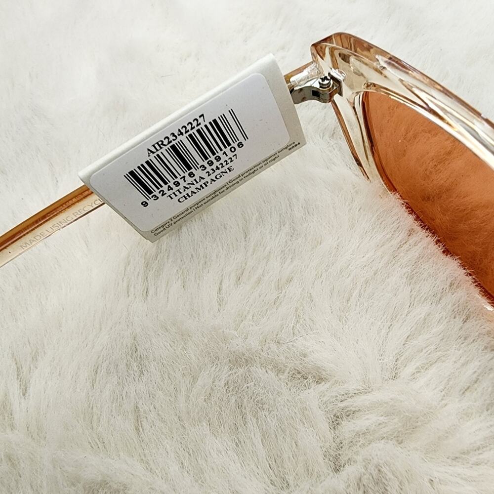 AIRE Titania Sunglasses Champagne Pink Tint Cat Eye NWT Revolve Small Fit - Picture 8 of 10